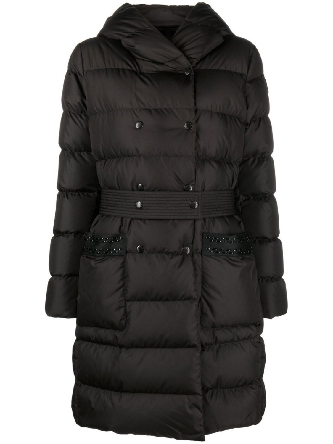 

Moncler двубортный пуховик, черный