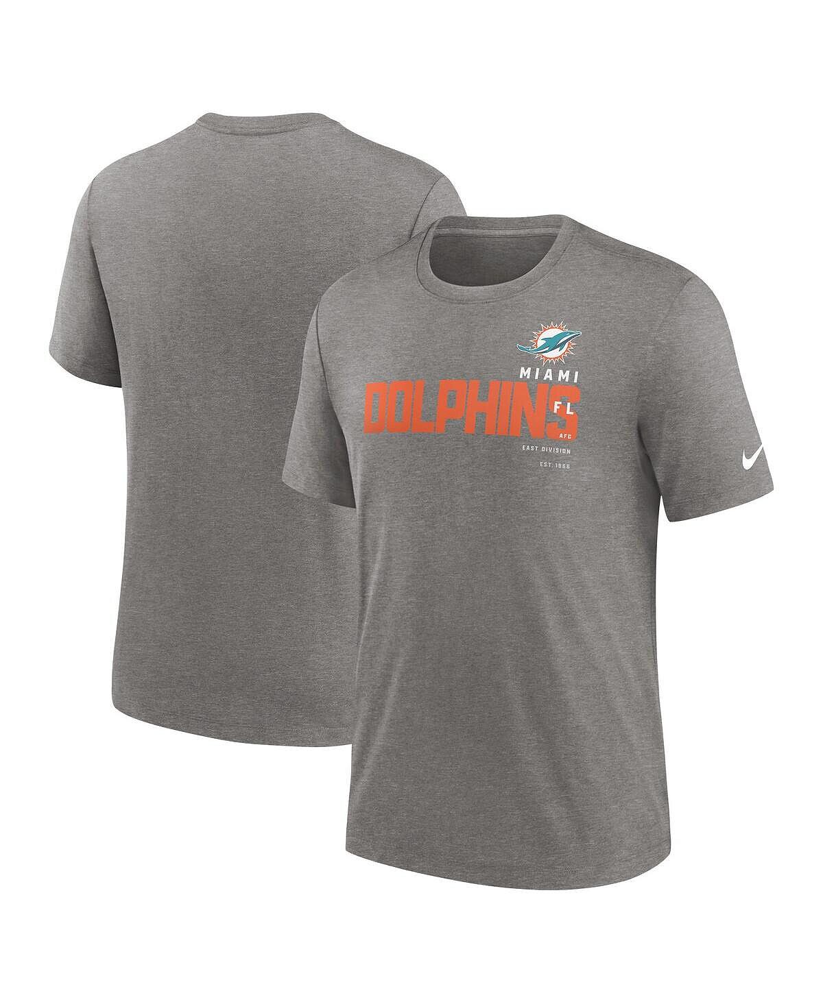 

Мужская футболка Heather Charcoal Miami Dolphins Team Tri-Blend Nike