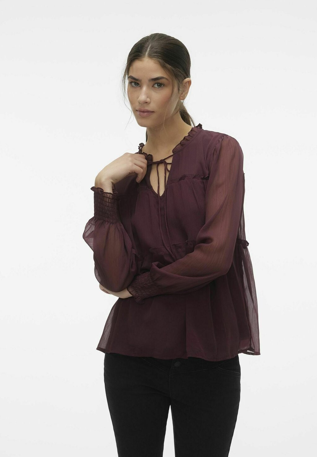 

Блузка Vero Moda VMVAESSA LS EXC GA, цвет winetasting