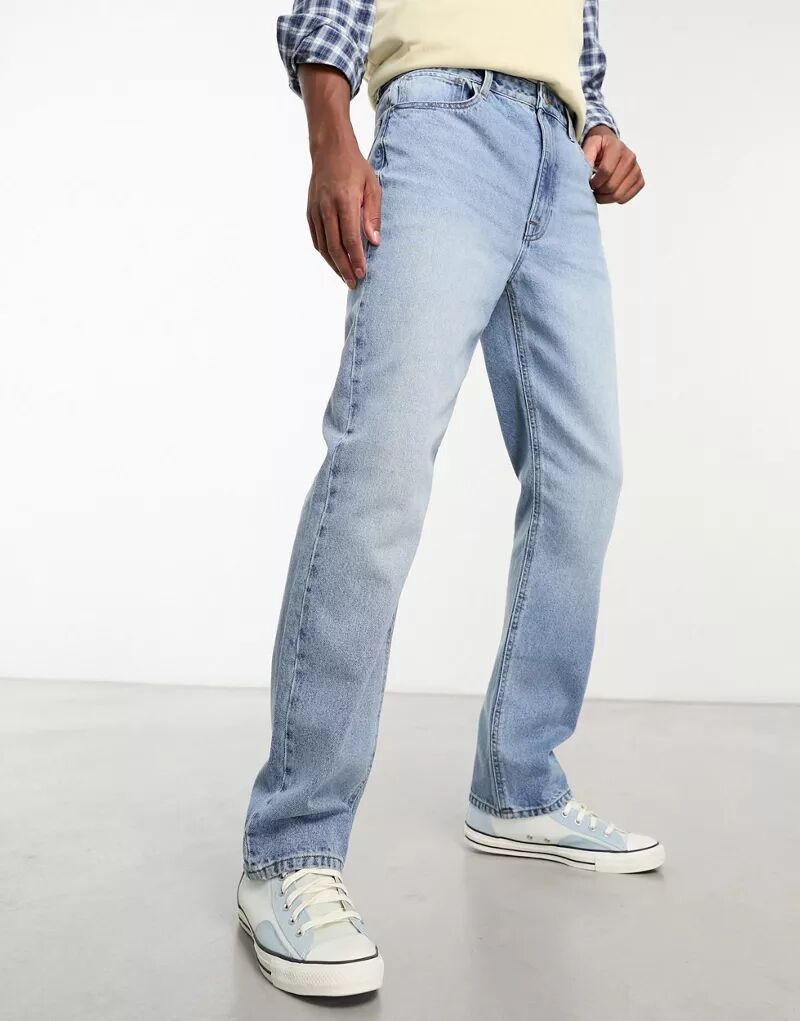 Голубые джинсы прямого кроя ASOS