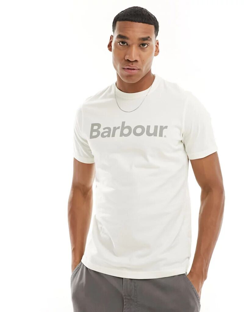 

Белая футболка Barbour с большим логотипом