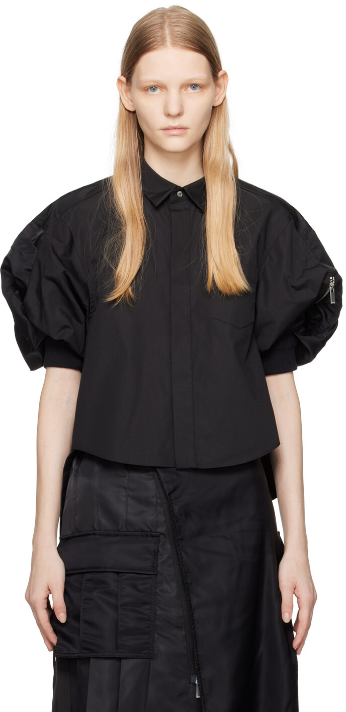

Черная рубашка со вставками sacai