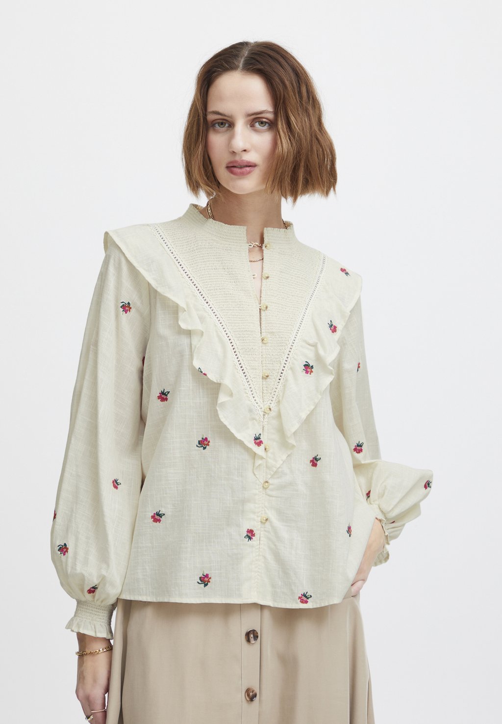 Рубашка Atelier Rêve, цветочная вышивка так milk silk screen flower embroidery lace accessories diy skirt clothes curtain width 22 cm