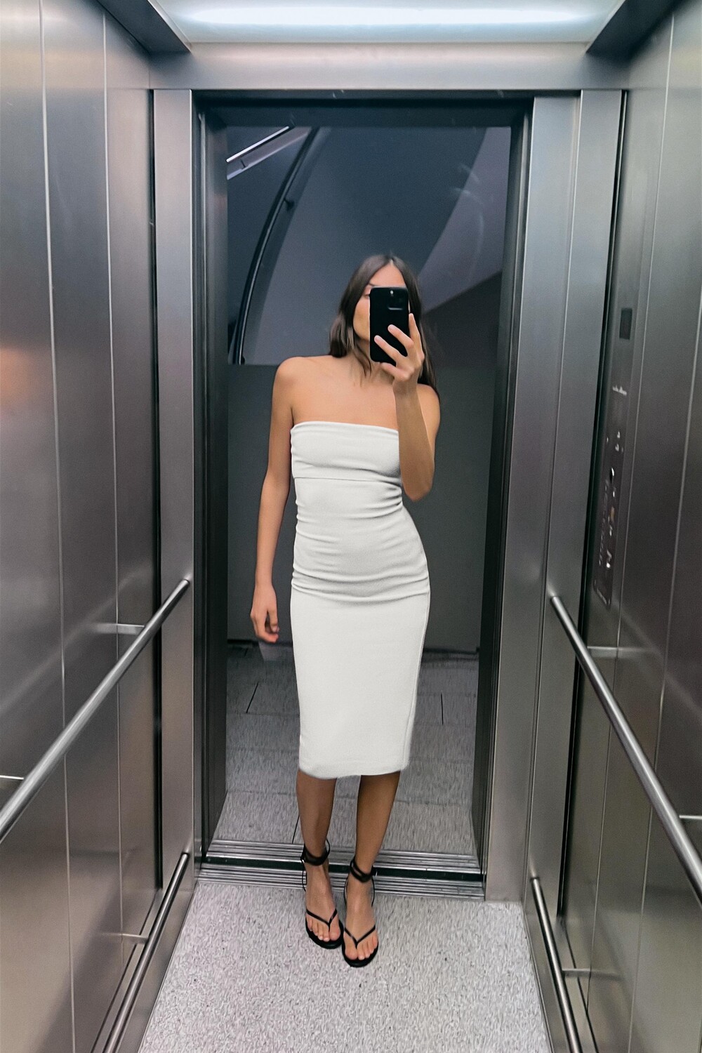 

Трикотажное платье стретч ZARA, белый
