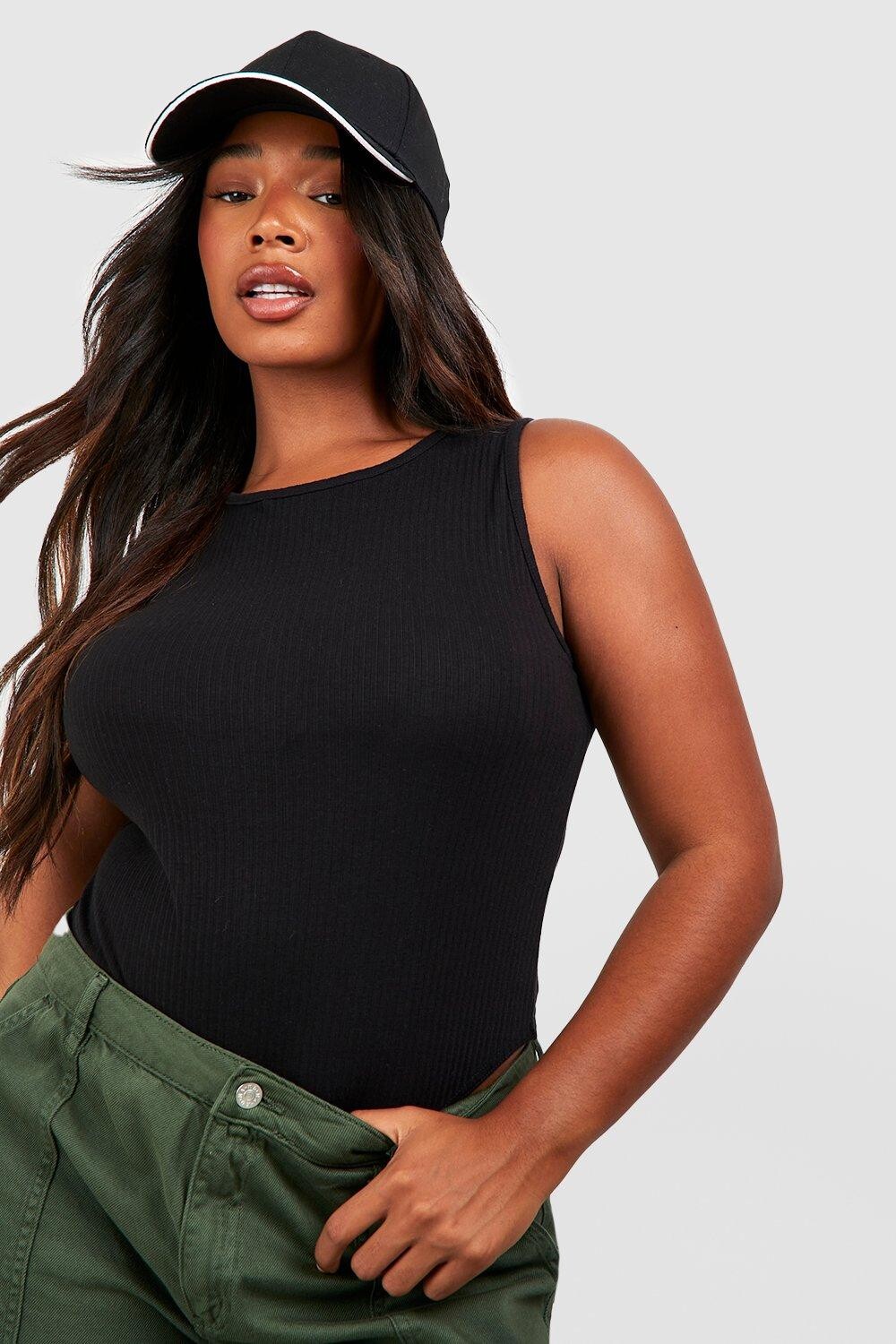 

Боди plus racer rib Boohoo, черный