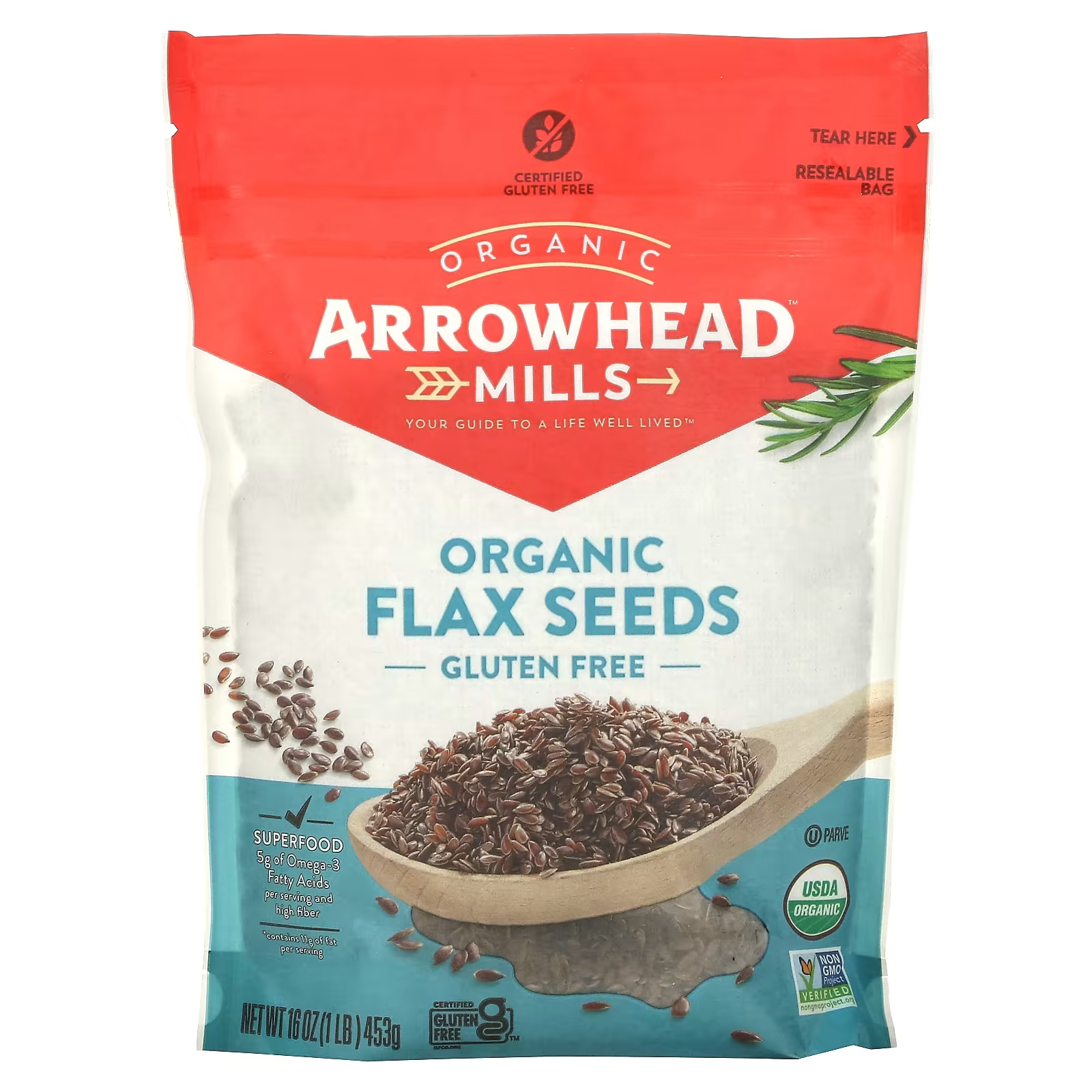 цена Семена льна Arrowhead Mills органические, 453 г