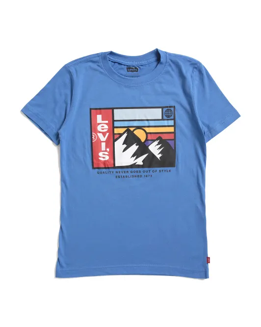 

Футболка с короткими рукавами Big Boys Mountain Scene Levis, синий
