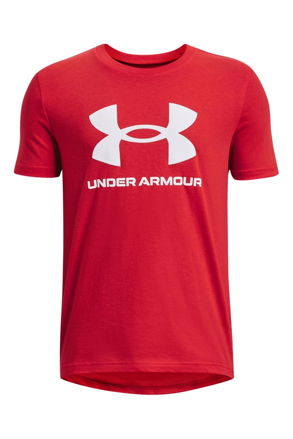 

Красная футболка в спортивном стиле с короткими рукавами и логотипом Under Armour, красный