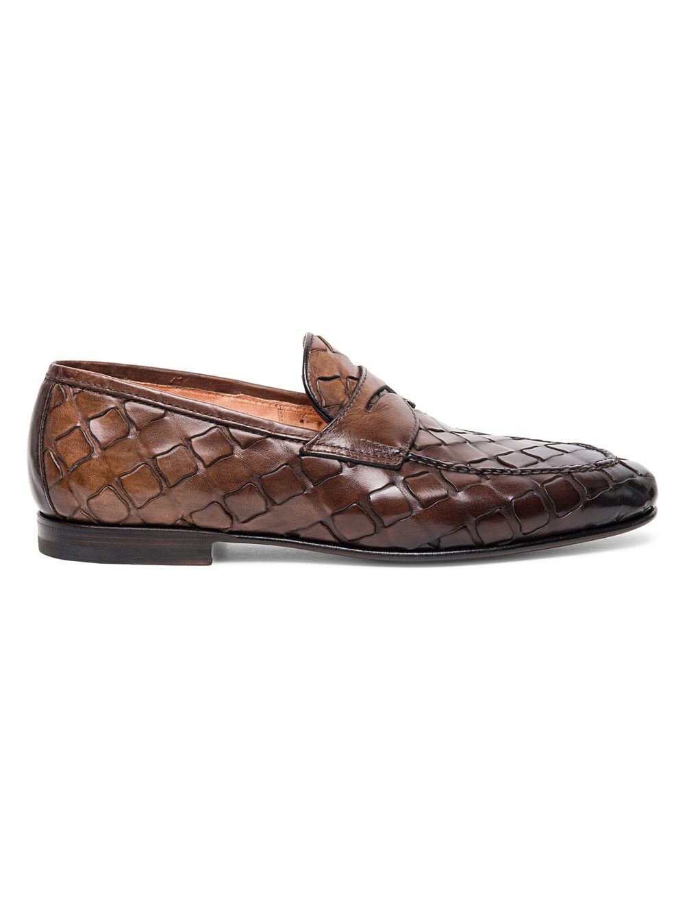 

Плетеные кожаные лоферы Doting Santoni, коричневый