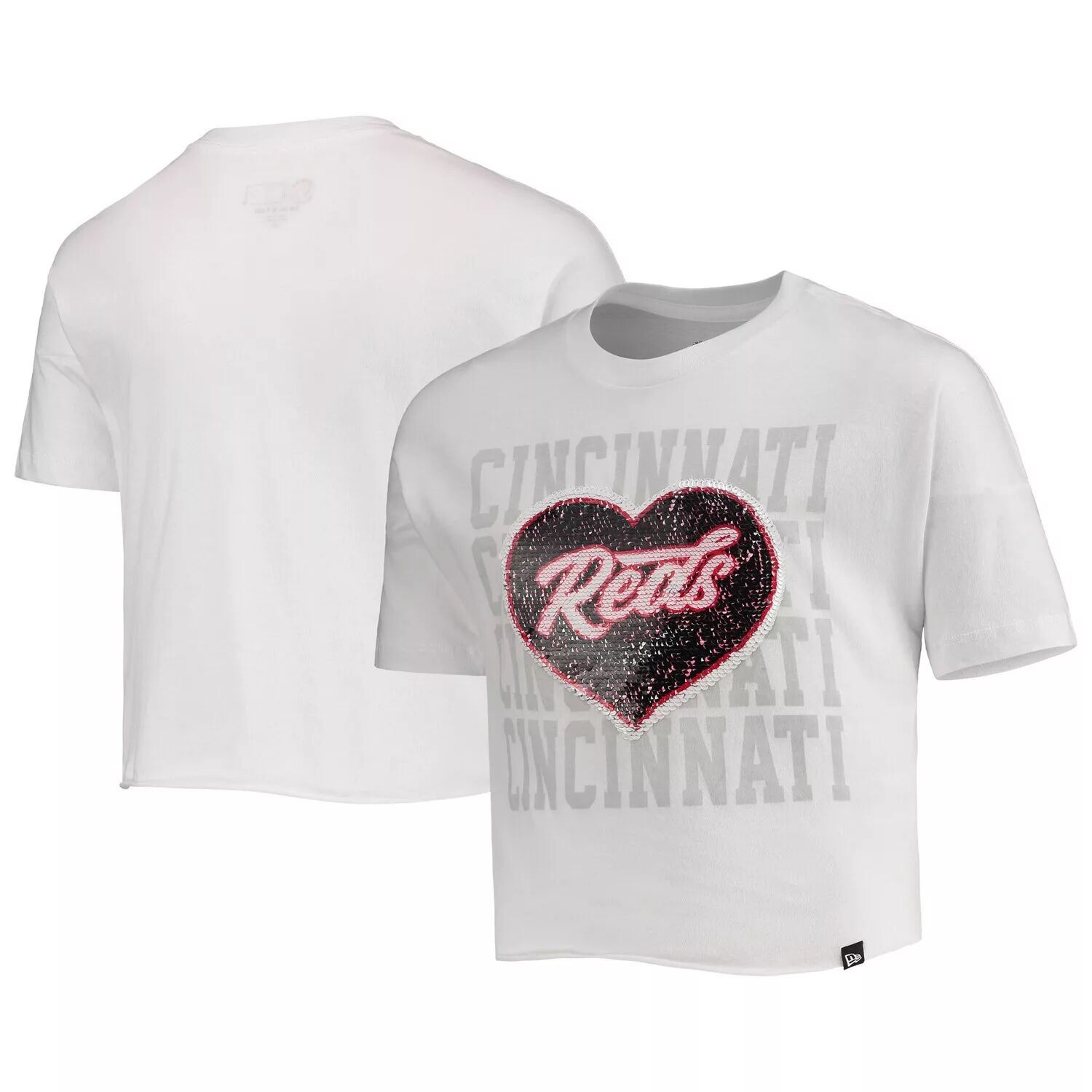 

Молодежный укороченный топ с отворотами в форме сердца New Era White Cincinnati Red для девочек New Era
