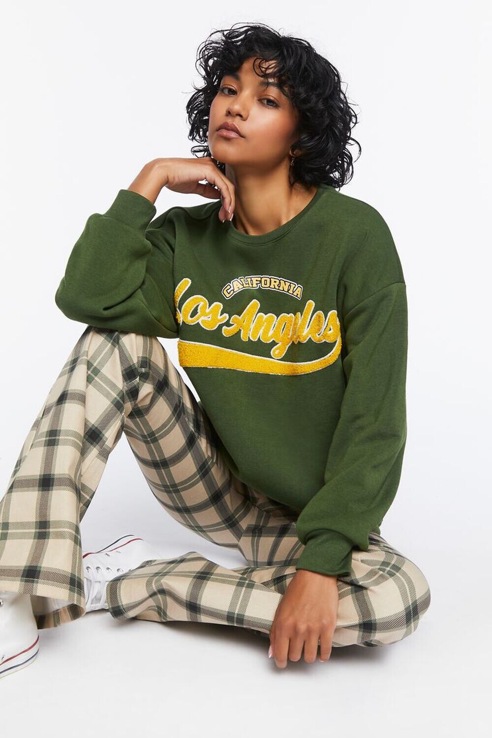 

Пуловер с графическим рисунком Лос-Анджелеса Forever 21, зеленый
