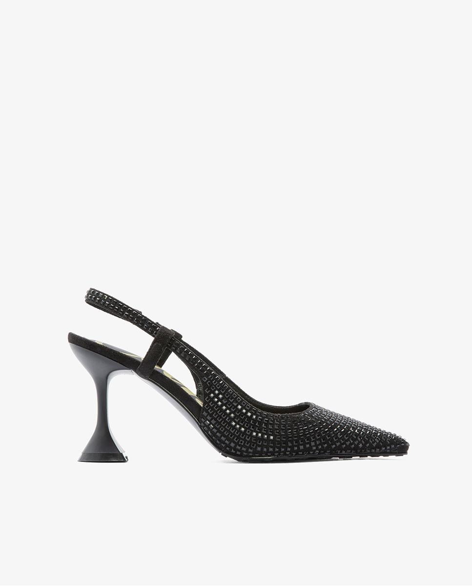 Женские черные туфли-лодочки с блестками на пятке Cuplé, черный