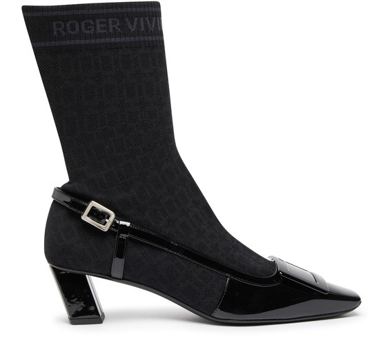 

Лакированные ботинки Belle Vivier с носком Roger Vivier, темно-серый