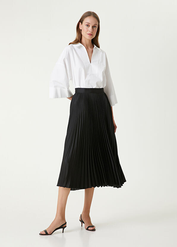 

Плиссированная атласная юбка миди Beymen Collection, черный
