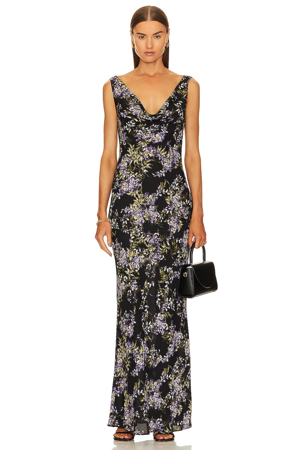 Платье Norma Kamali Deep Drape Neck Gown, цвет Lavender Floral