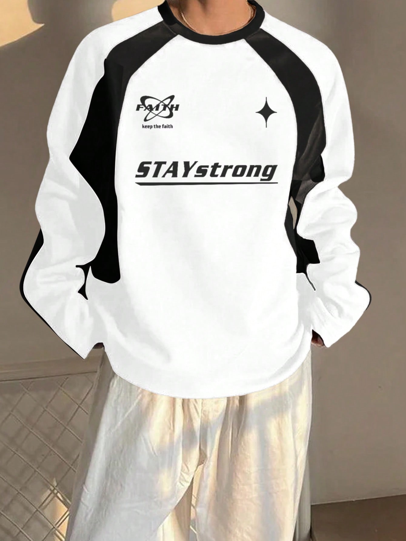 Мужская футболка свободного кроя Manfinity Sporsity с короткими рукавами реглан, белый