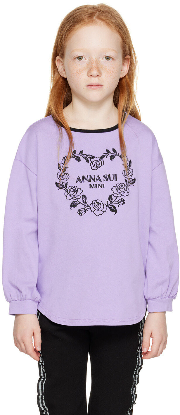 

Детская фиолетовая футболка с длинными рукавами ANNA SUI MINI фиолетового цвета