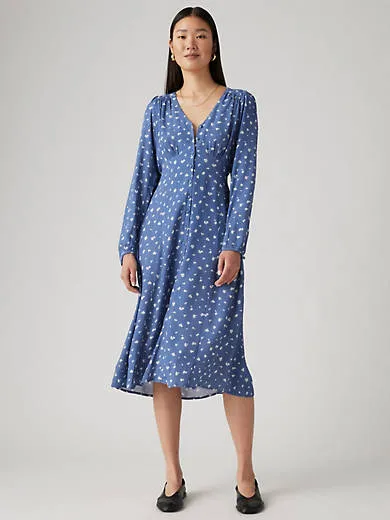 

Платье миди Sarina с длинными рукавами Levi's, синий