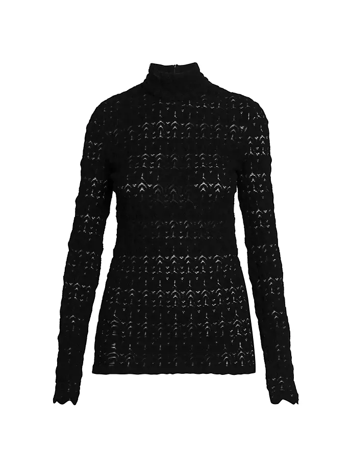 

Вязаный кружевной свитер с высоким воротником Missoni, черный