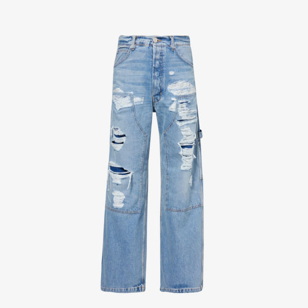 Carpenter широкие джинсы с потертостями B1 Archive, цвет denim