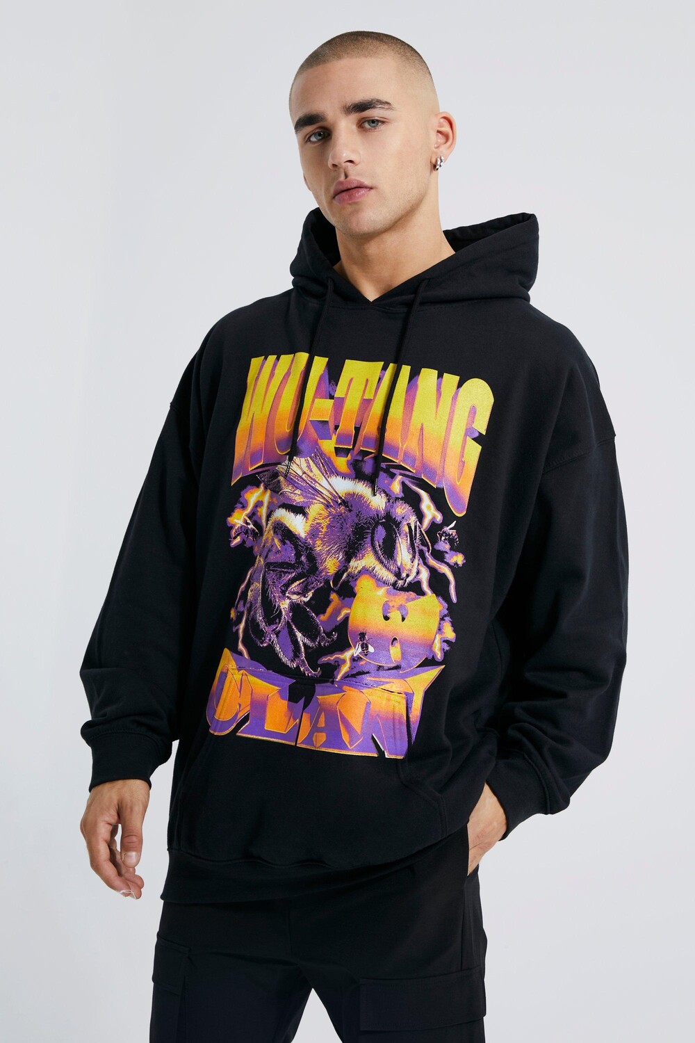 

Худи оверсайз wu tang clan bee license Boohoo, черный