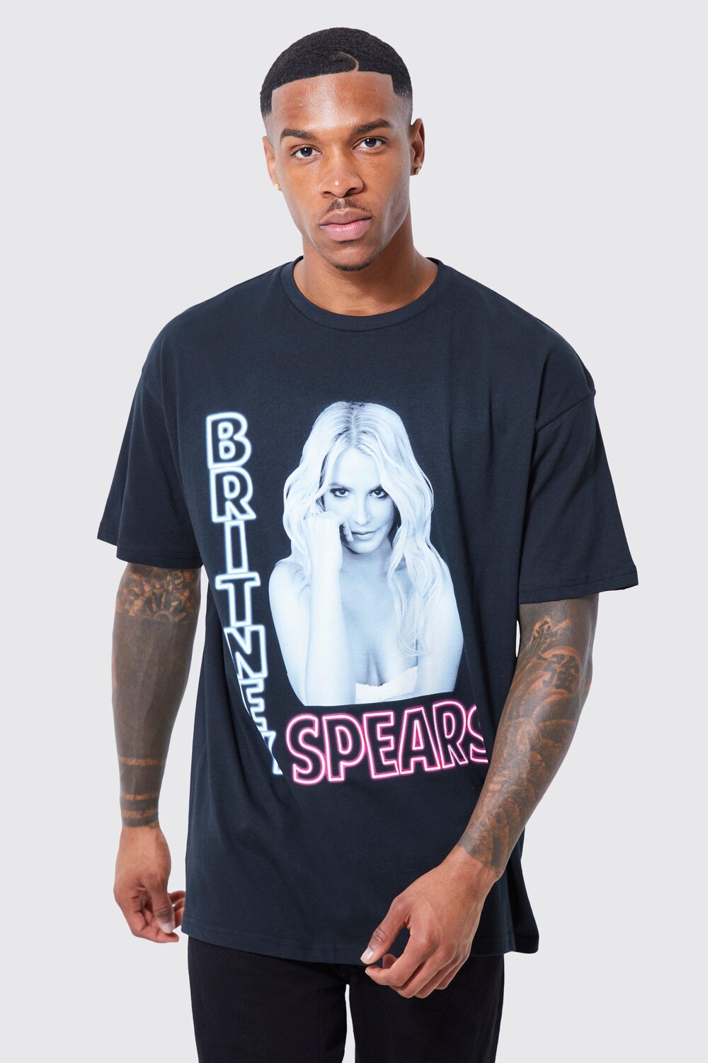 

Оверсайзовая футболка с лицензией britney spears Boohoo, черный