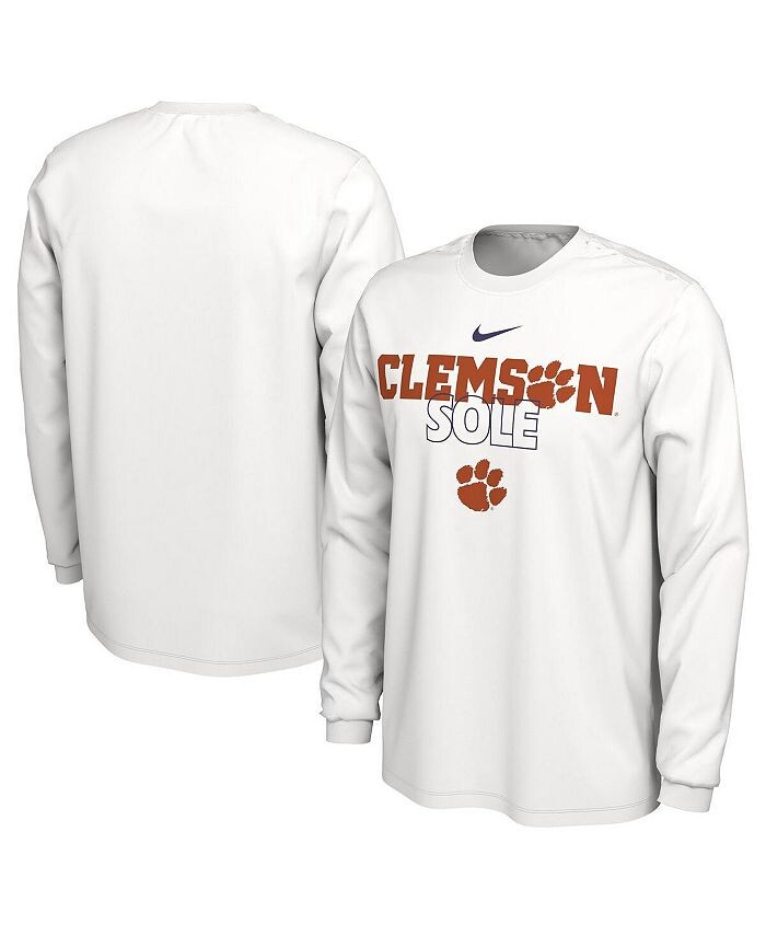 

Мужская белая футболка с длинным рукавом Clemson Tigers On Court Nike, белый