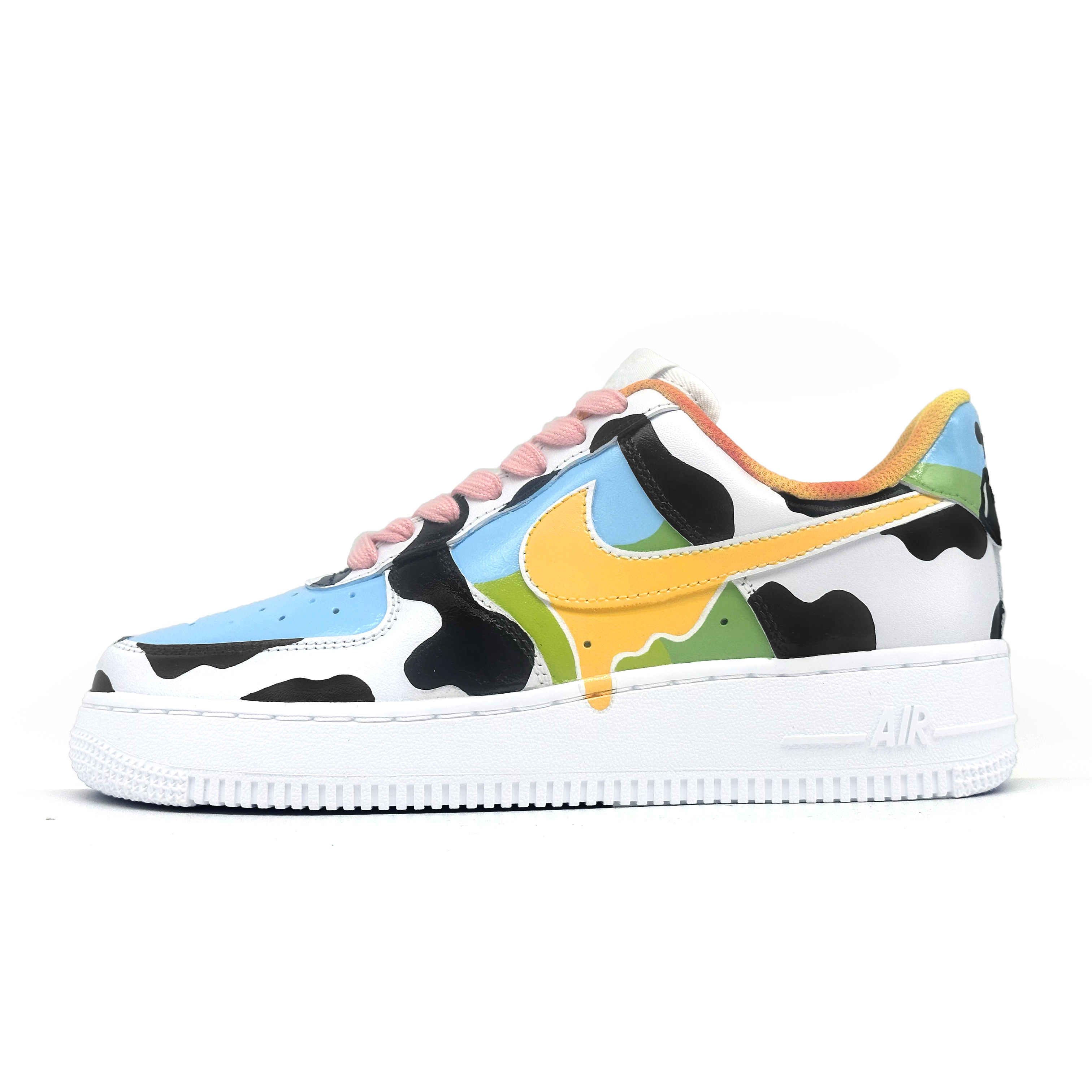 

Кроссовки Nike Air Force 1 Skateboarding Shoes Women's Low-top Blue/Green/Yellow, цвет Dairy cattle