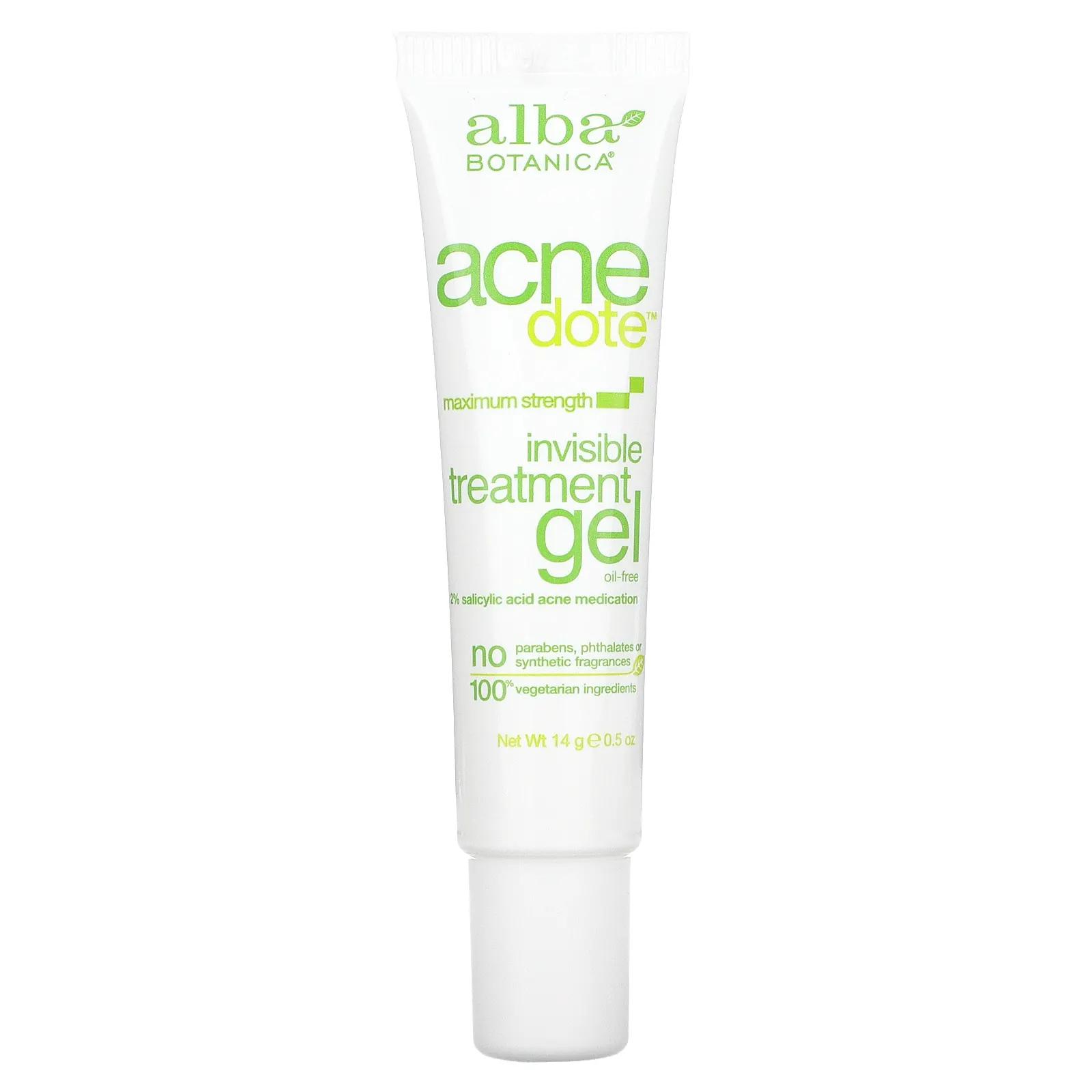 Alba Botanica Acne Dote Invisible Treatment Gel Oil-Free 0.5 oz (14 g) differin gel acne treatment fragrance free 0 5 oz 30g