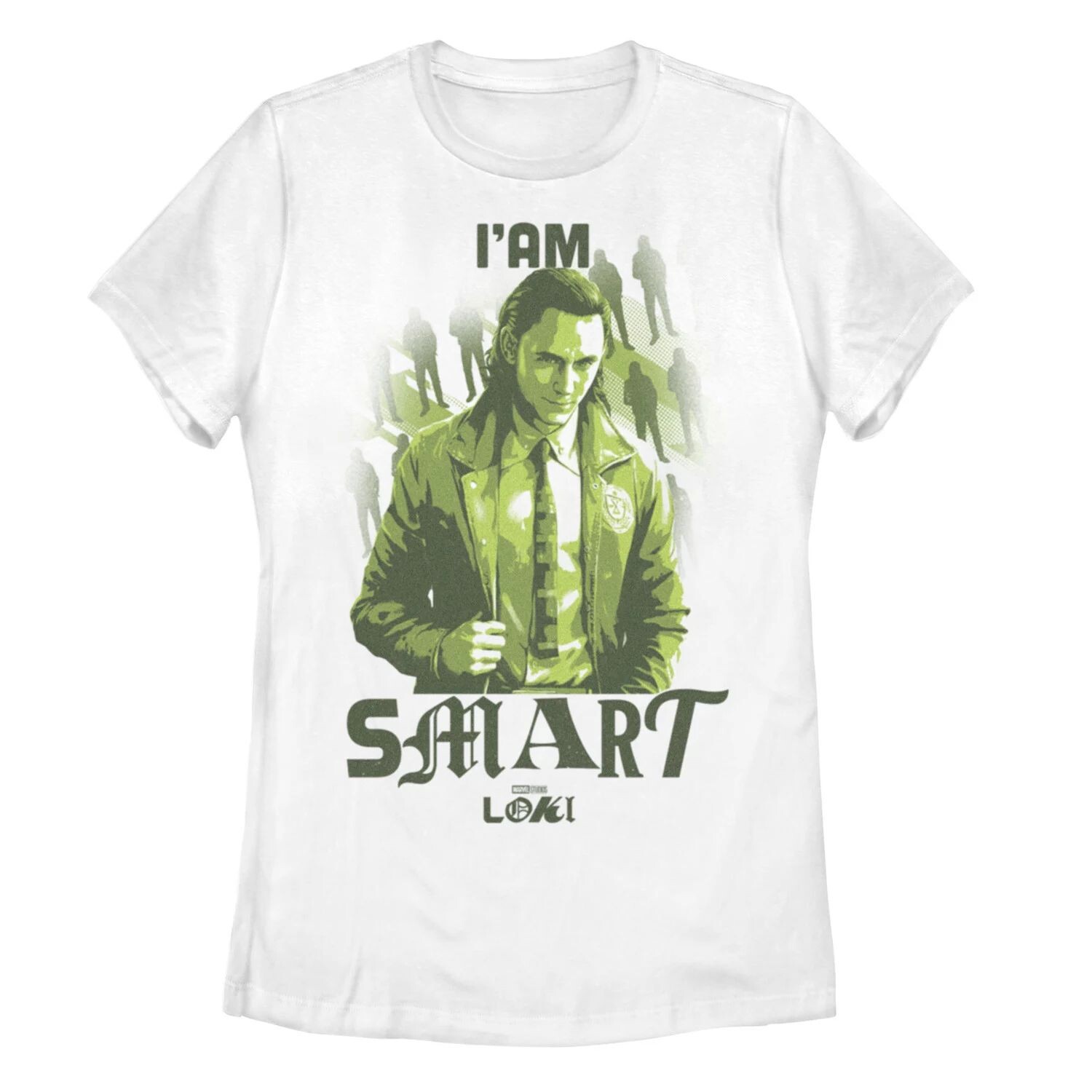 

Детская футболка с портретом зеленого оттенка Marvel Loki "I'Am Smart" Licensed Character