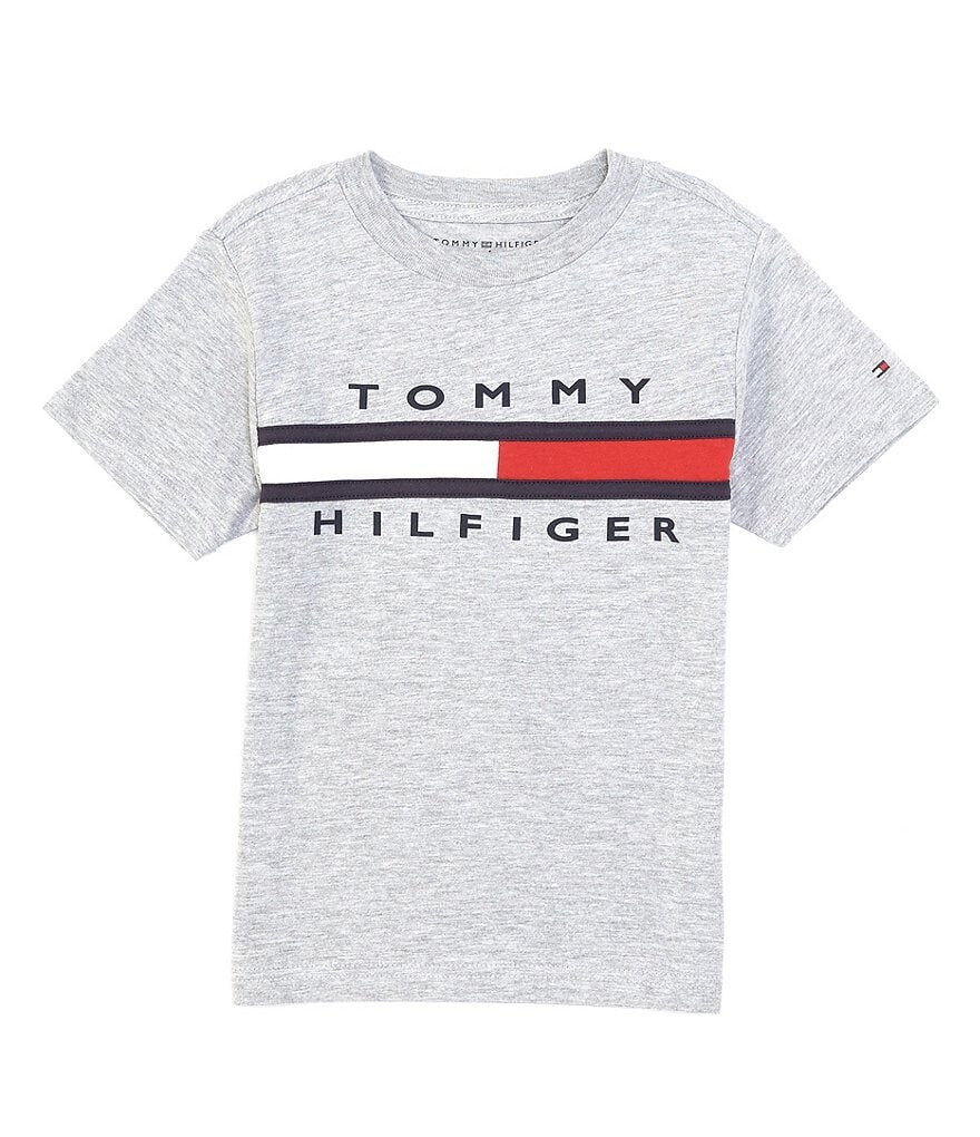 

Футболка с короткими рукавами и фирменным флагом Tommy Hilfiger Little Boys 2T-7, серый