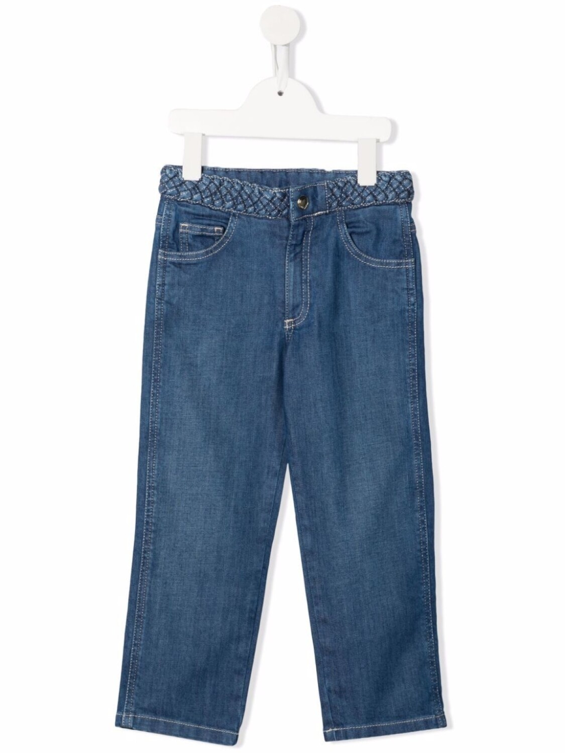 

Chloé Kids прямые джинсы с плетеной отделкой, синий