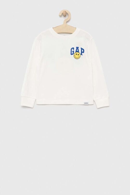 

Детская хлопковая футболка GAP с длинными рукавами X Smiley, белый