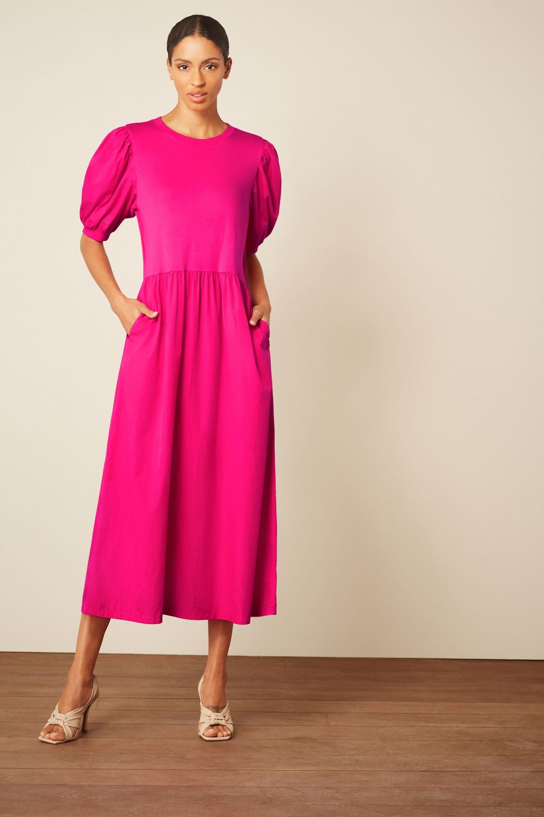 Платье из трикотажа и смесовой ткани Next, розовый