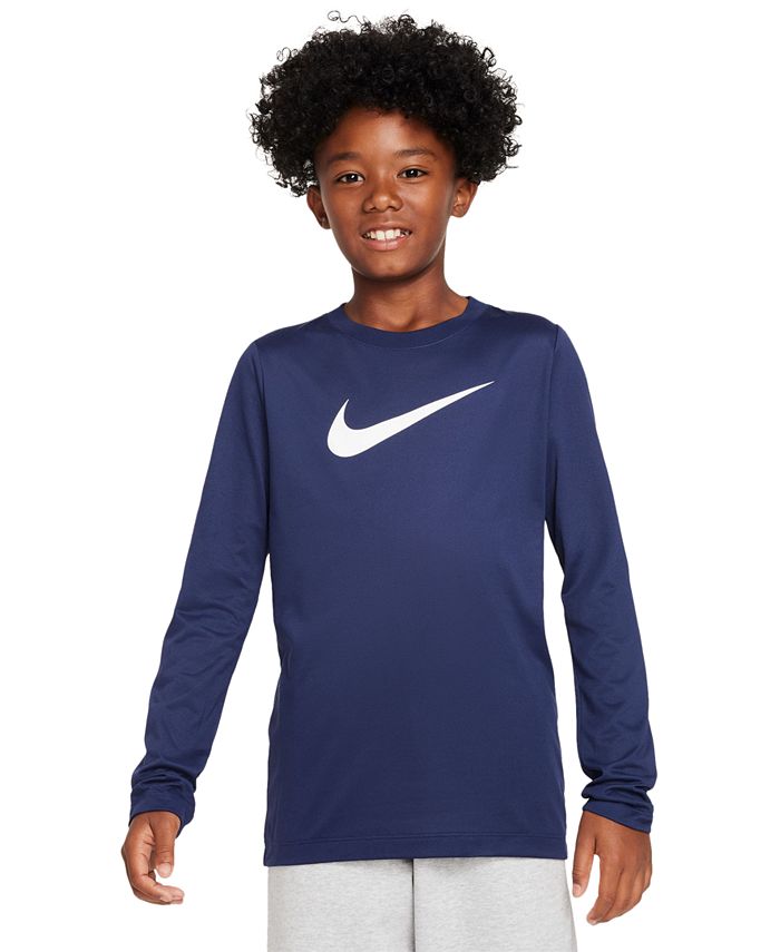 

Тренировочная футболка с длинными рукавами и логотипом Big Kids Dri-FIT Legend Nike, синий