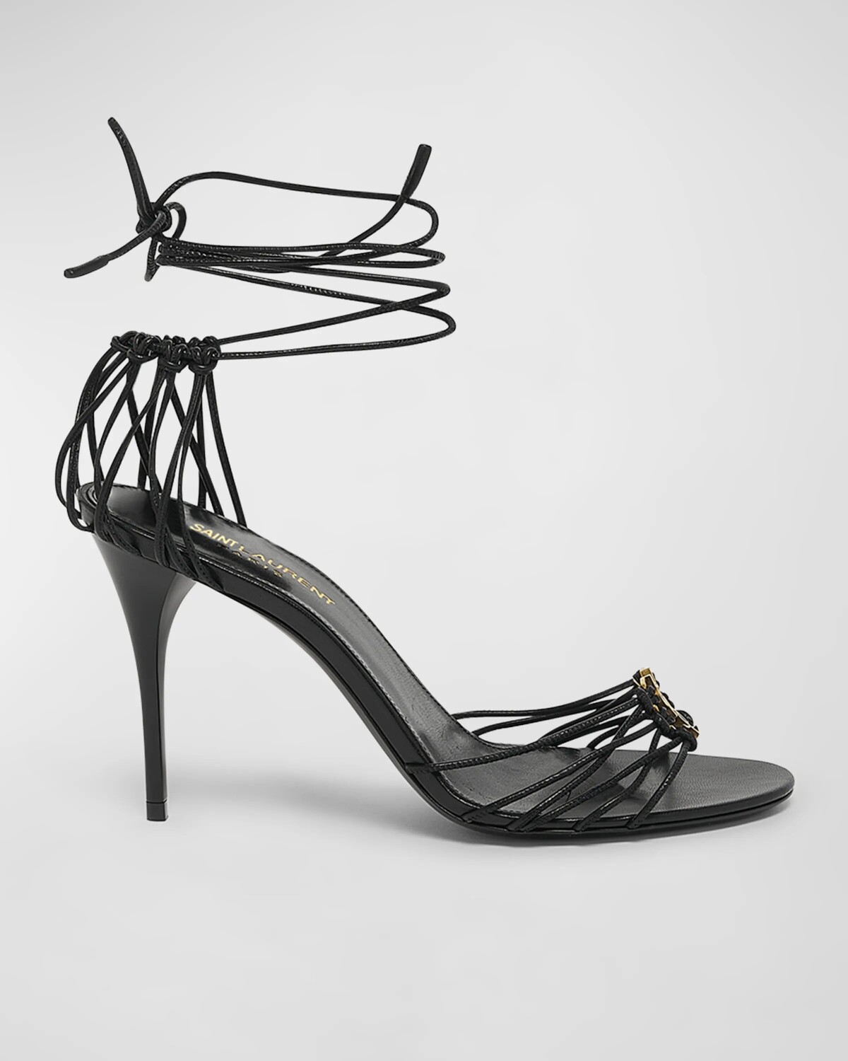 

Сандалии Jota с ремешками YSL с запахом на щиколотке Saint Laurent, цвет Nero