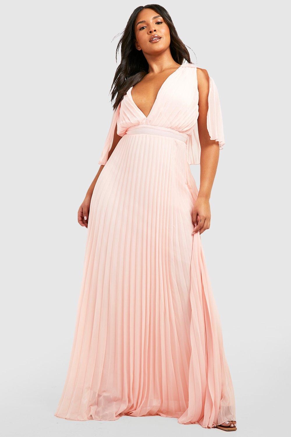 

Плиссированное платье-макси для подручки невесты Boohoo, роза