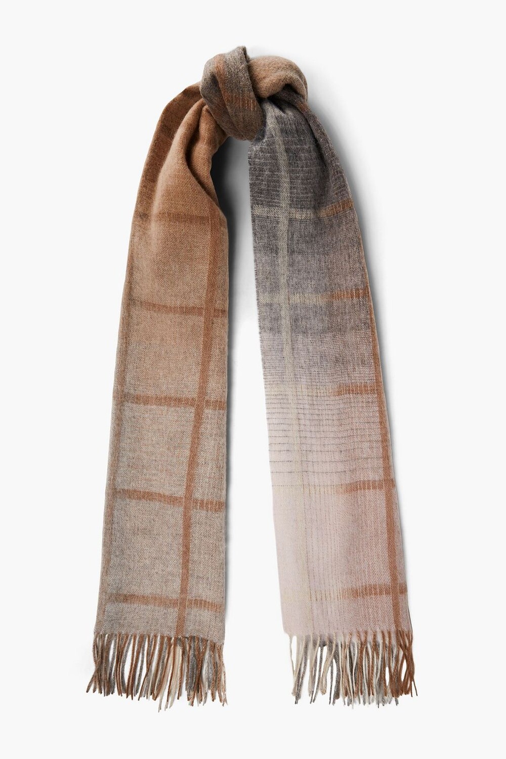 

Шерстяной шарф в клетку Andromeda с бахромой PAUL SMITH, бежевый