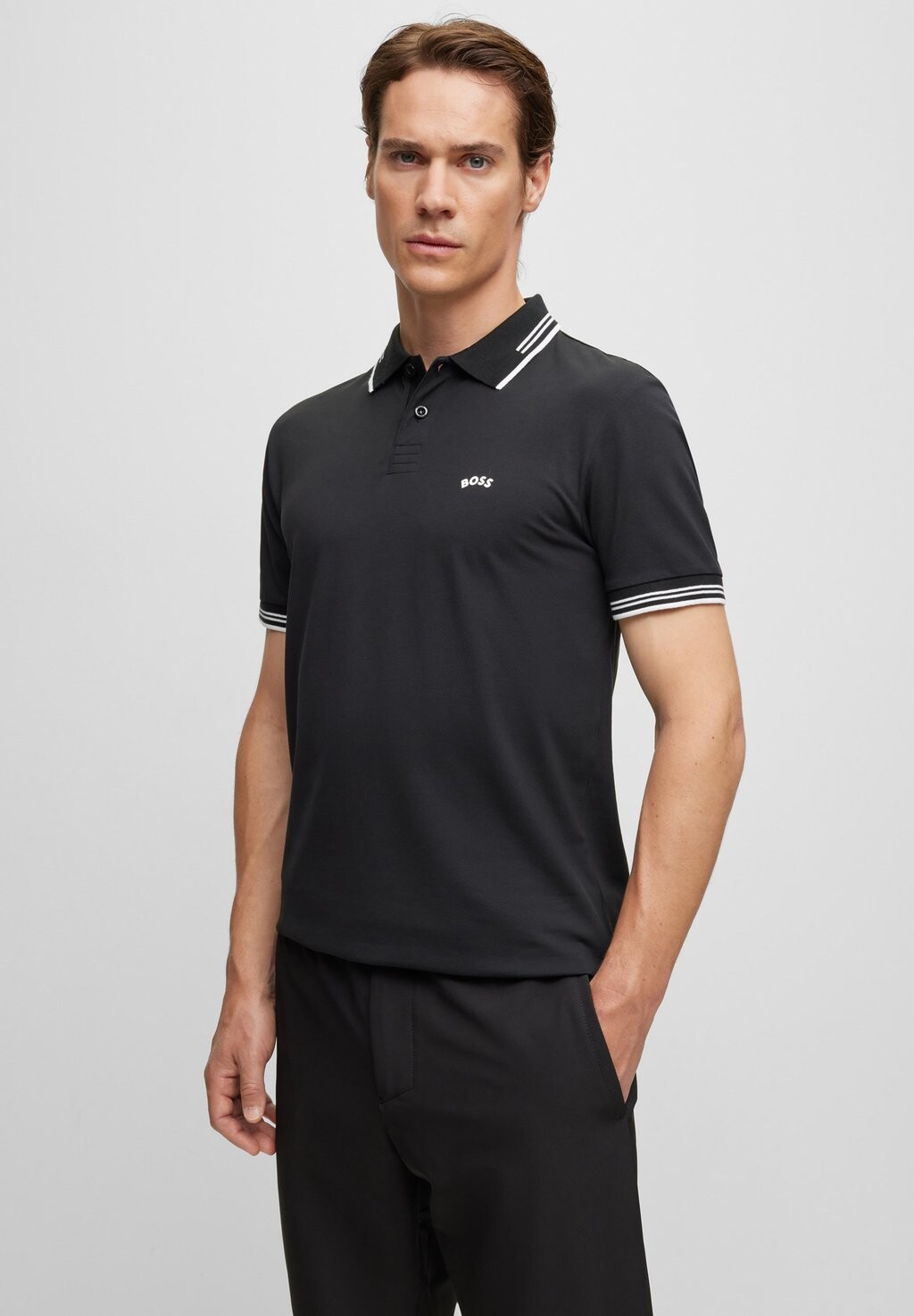 

Рубашка поло PAUL CURVED BOSS, цвет black