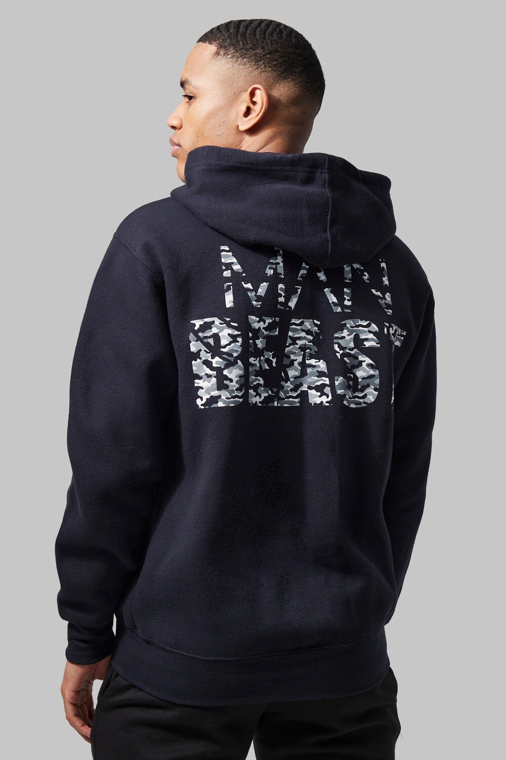 

Худи man active x beast на молнии Boohoo, нави
