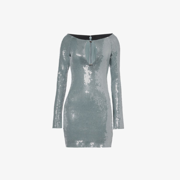 Платье мини Solare из эластичной ткани, украшенное пайетками 16Arlington, цвет dolphin цена и фото