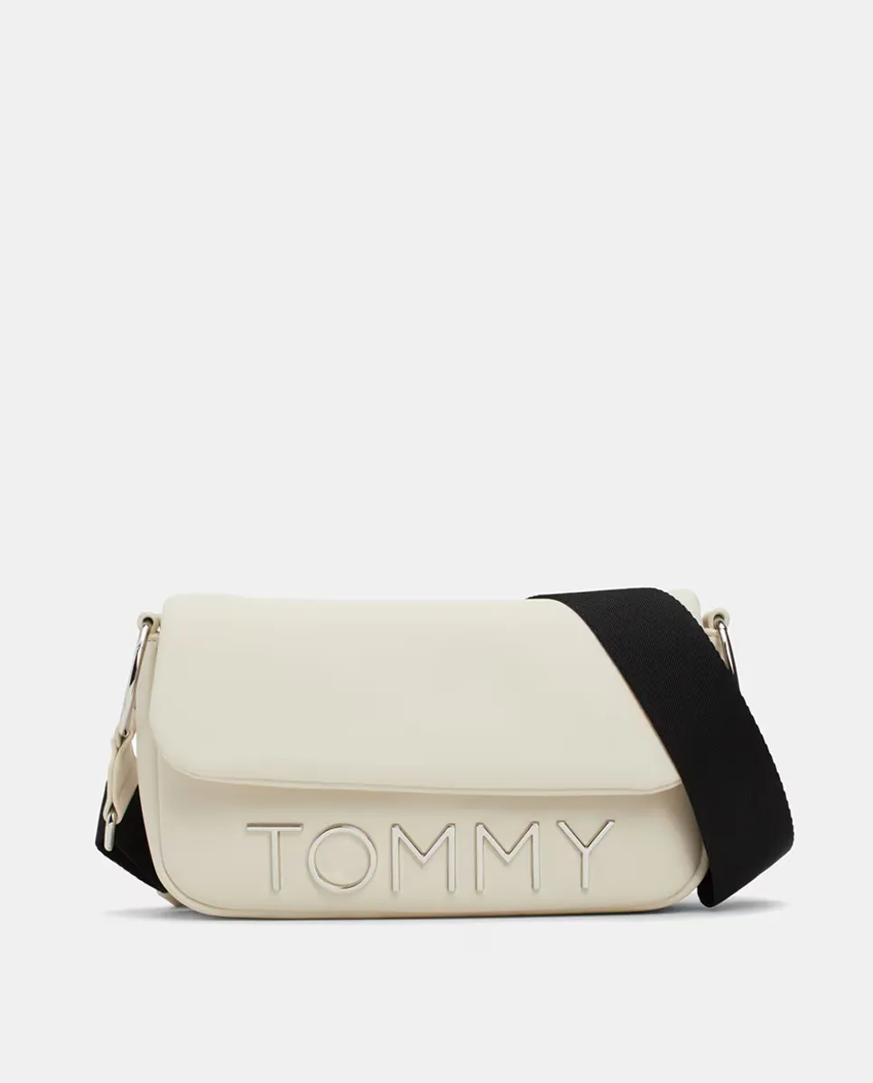 

Сумка через плечо с клапаном и металлическим логотипом Tommy Hilfiger, бежевый