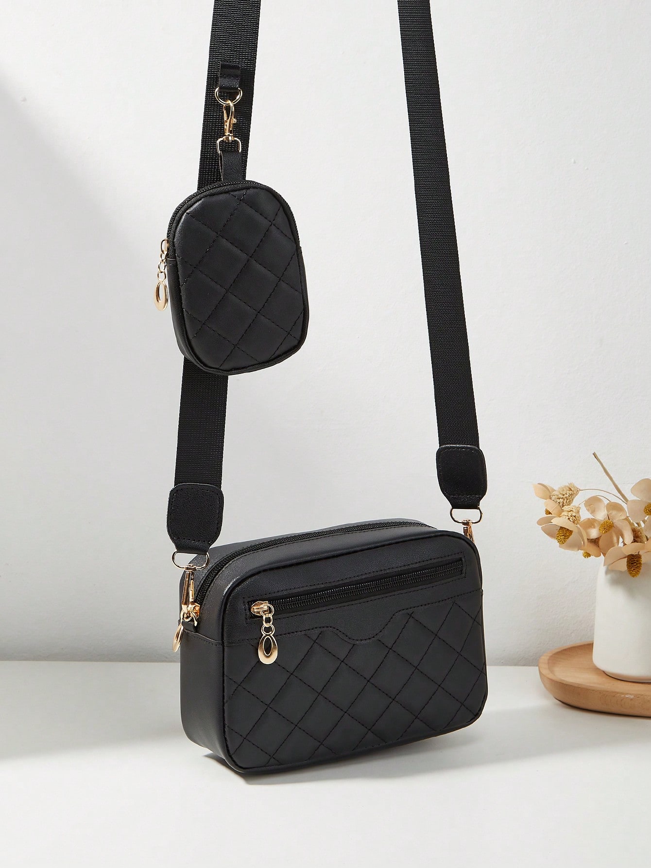Женская сумка через плечо с вышивкой, мини-сумка с цепным ремешком, черный фото