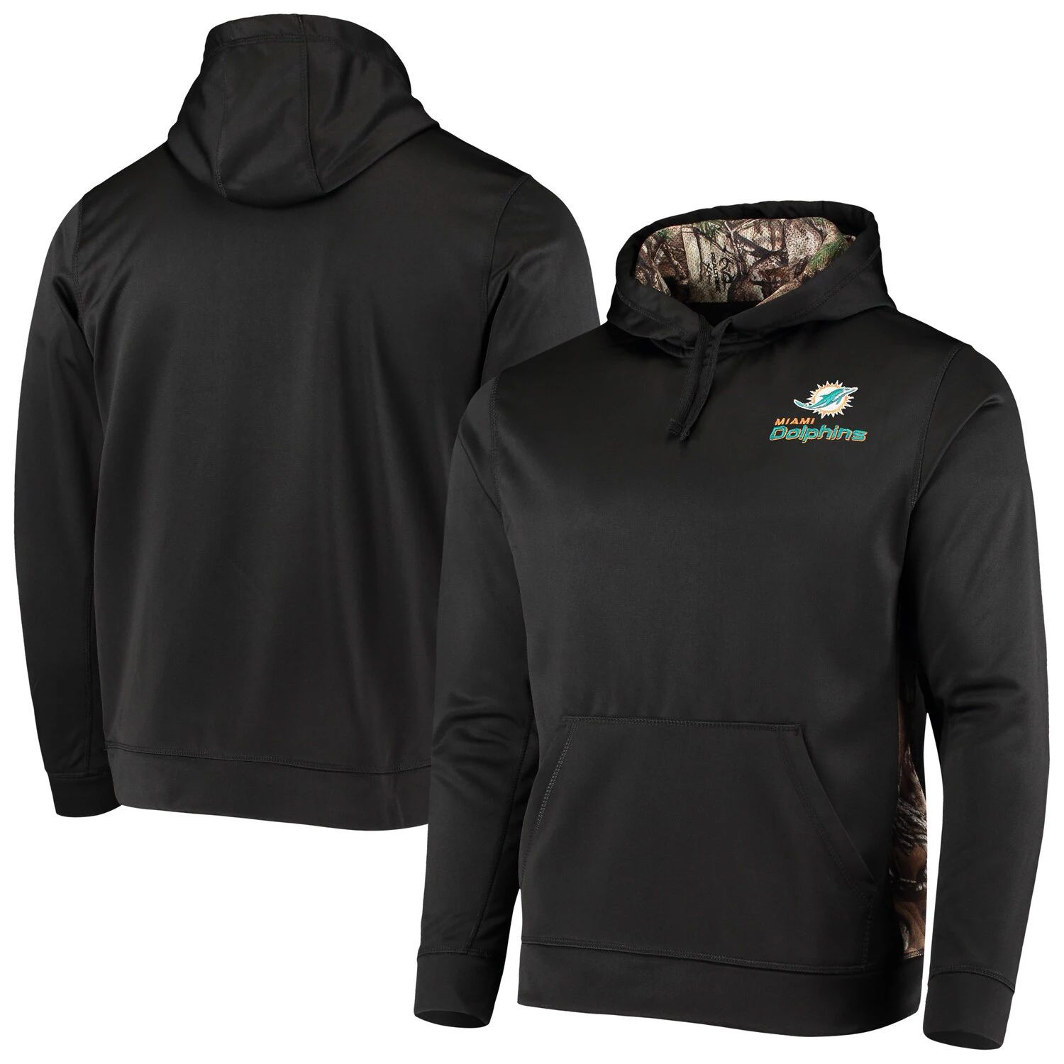 

Мужской пуловер с капюшоном Dunbrooke Black/Realtree Camo Miami Dolphins Logo Ranger