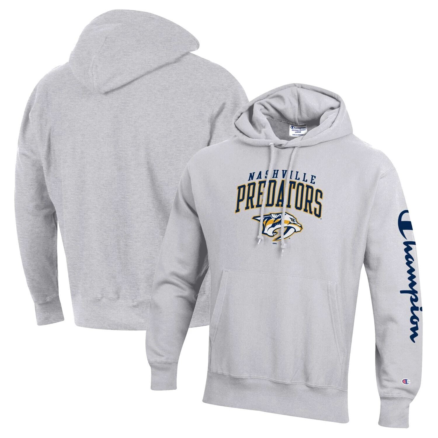 

Мужской пуловер с капюшоном обратного плетения Champion Heather Grey Nashville Predators