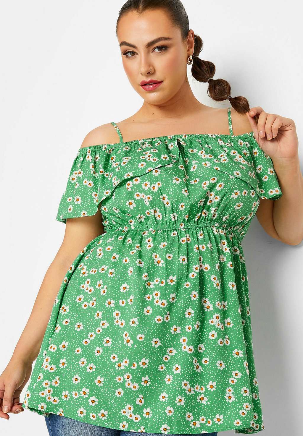 Блузка Yours Clothing, зеленый блузка yours clothing с цветочным принтом зеленый