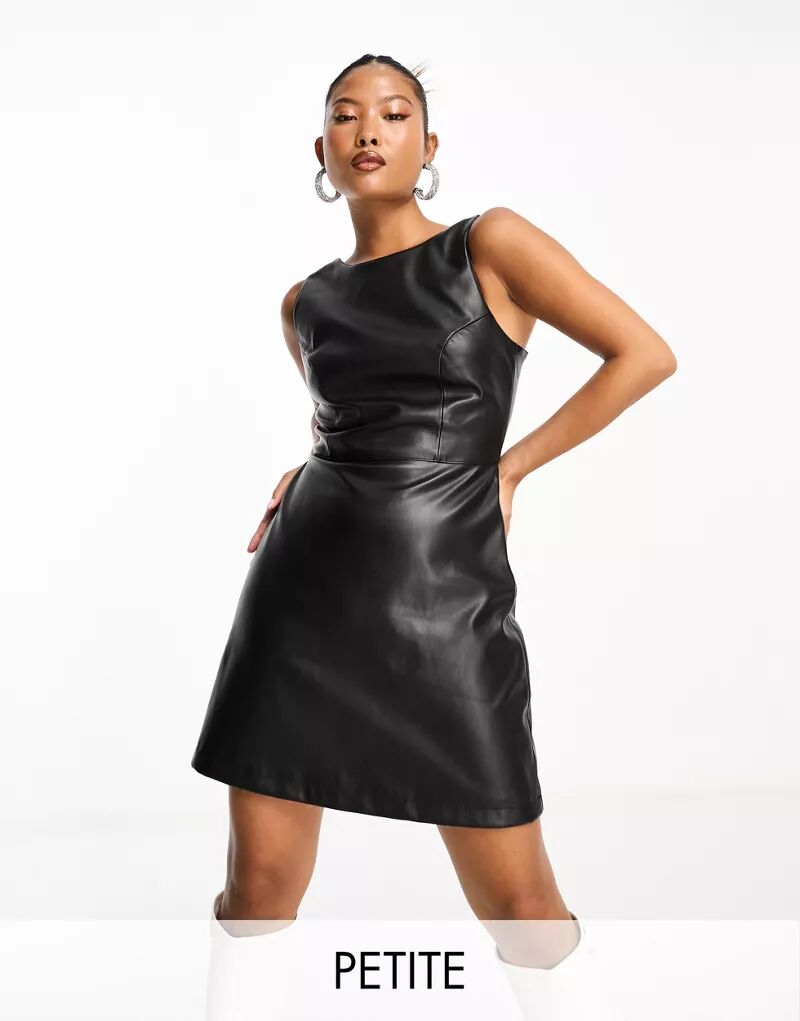 Never Fully Dressed Petite черное мини-платье с нагрудником из искусственной кожи