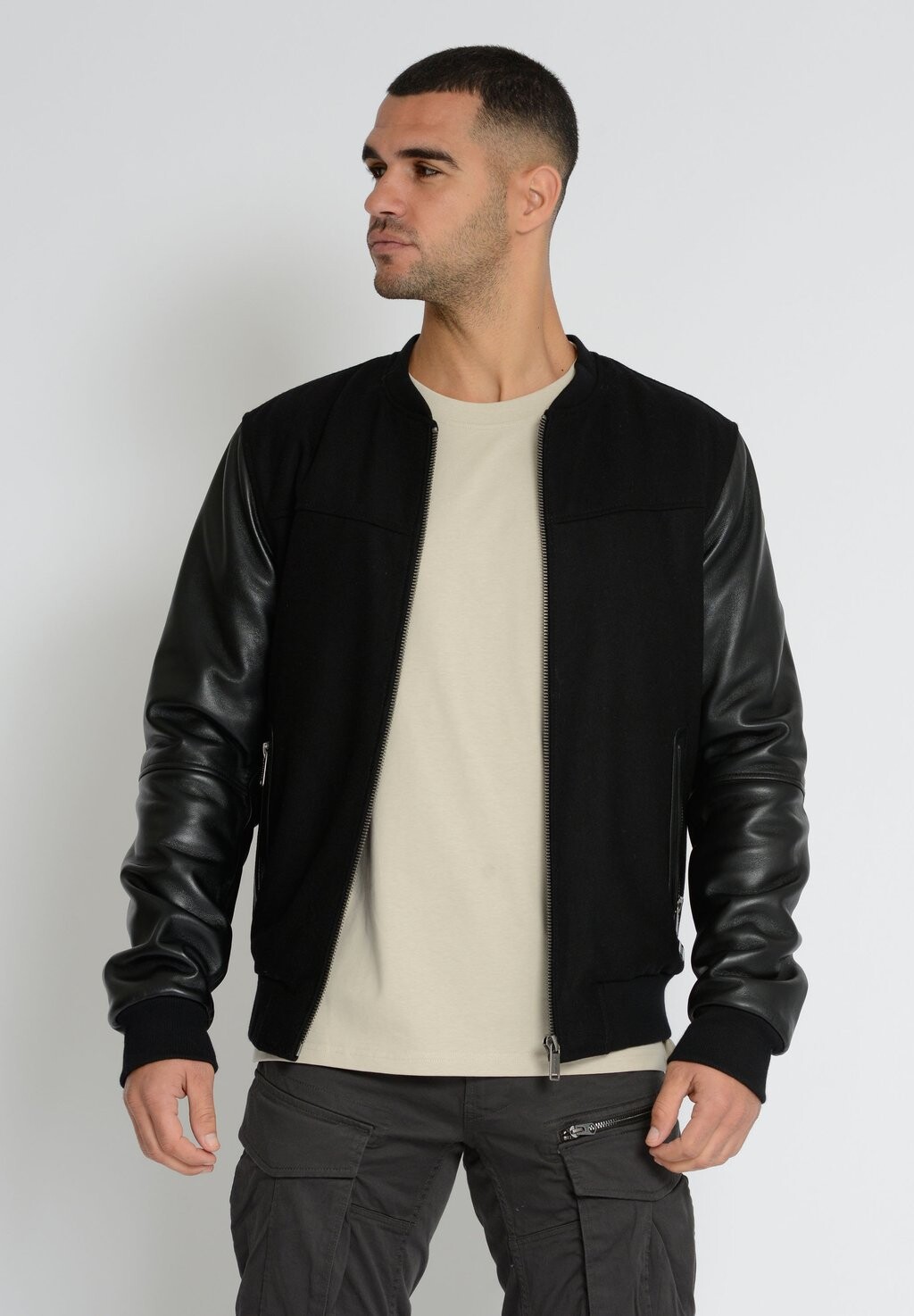 

Куртка-бомбер LEDER IM MIX Mustang, цвет black