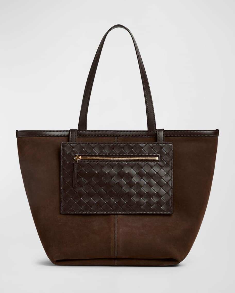 

Большая сумка из замши и кожи среднего размера Bottega Veneta