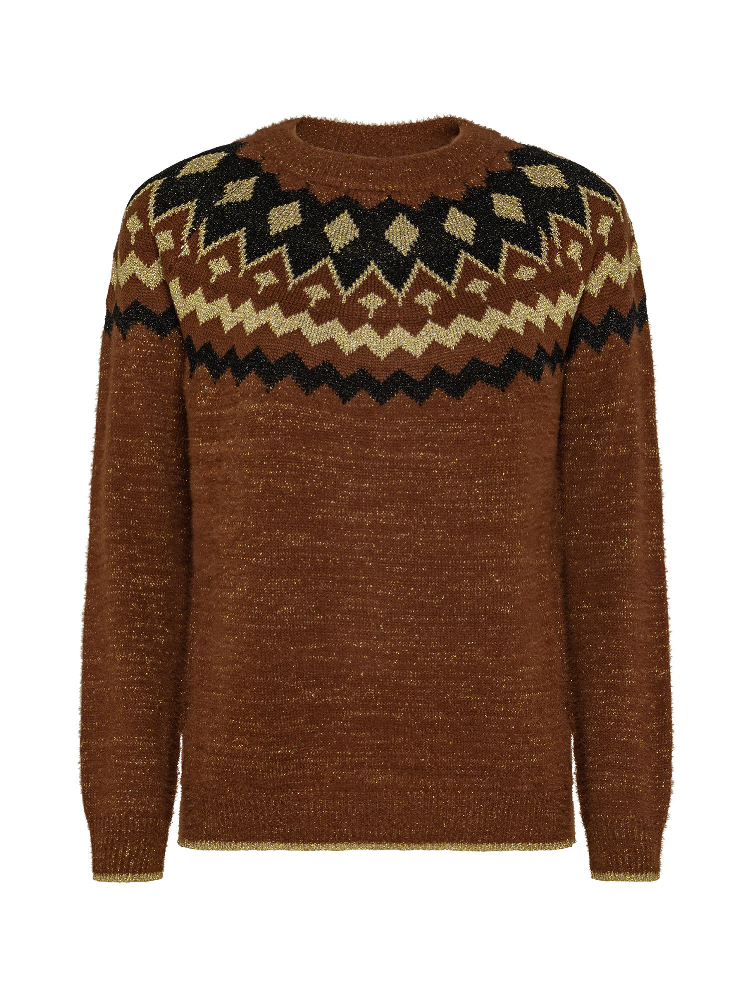 Koan Collection Пуловер с круглым вырезом и люрексом, коричневый